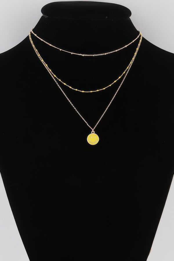 Multi Happy Face Layered Necklace – 18-inch Chain