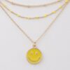 Multi Happy Face Layered Necklace – 18-inch Chain