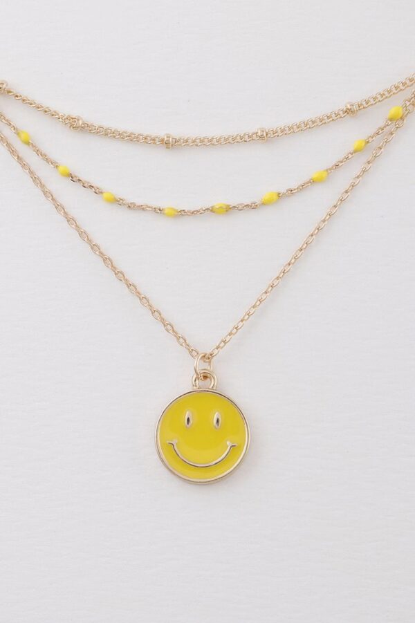 Multi Happy Face Layered Necklace – 18-inch Chain