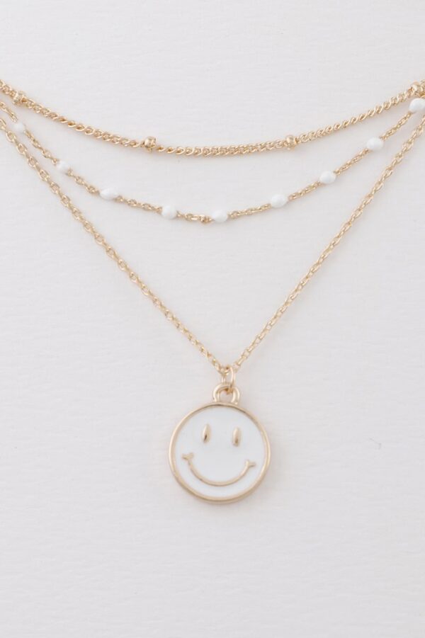 Multi Happy Face Layered Necklace – 18-inch Chain