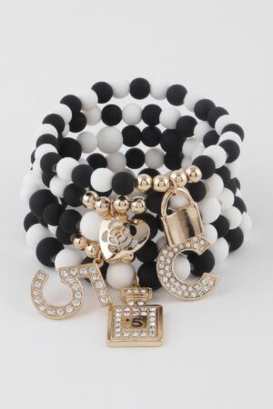 Beaded Charm Bracelet – Textured Beads & Charms