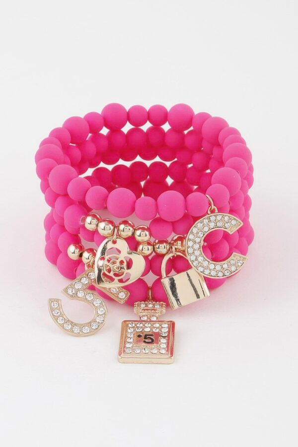 Beaded Charm Bracelet – Textured Beads & Charms
