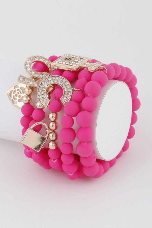 Beaded Charm Bracelet – Textured Beads & Charms