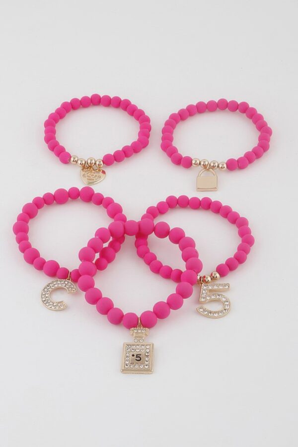 Beaded Charm Bracelet – Textured Beads & Charms