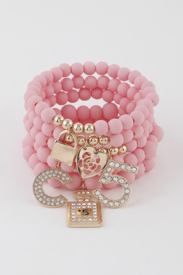 Beaded Charm Bracelet – Textured Beads & Charms