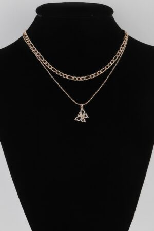 Jeweled Butterfly Pendant Necklace – 18 inches