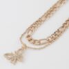 Jeweled Butterfly Pendant Necklace – 18 inches