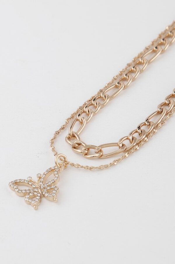 Jeweled Butterfly Pendant Necklace – 18 inches