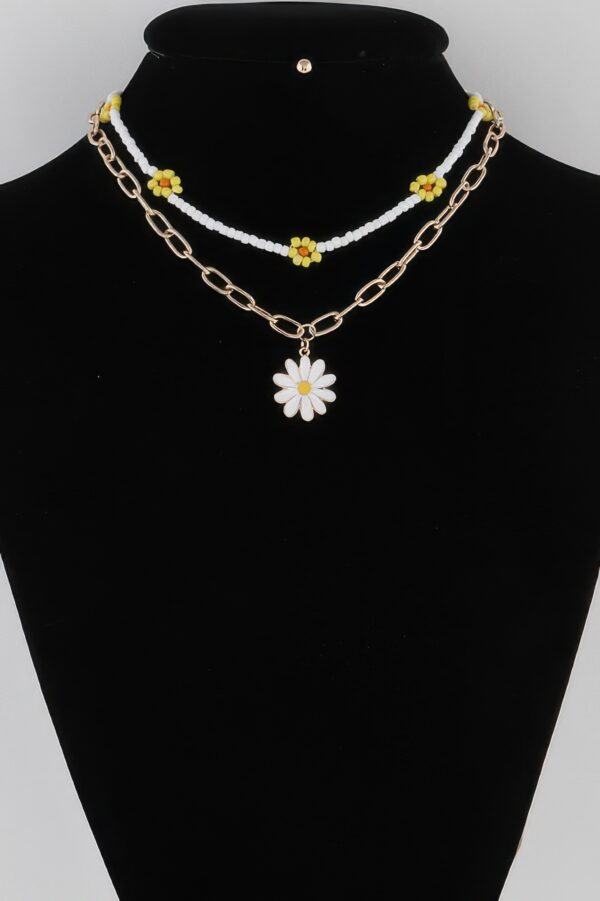Multi Flower Charm Necklace – Delicate Floral Chain