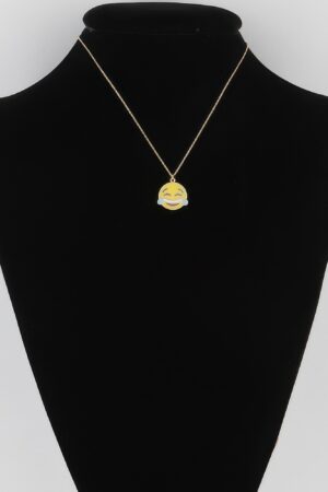 Laughing Emoji Pendant Necklace – Playful Charm