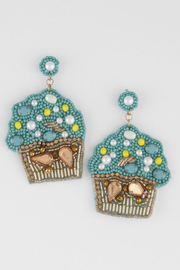 Cupcake Beaded Drop Earrings – Colorful Bead Detail