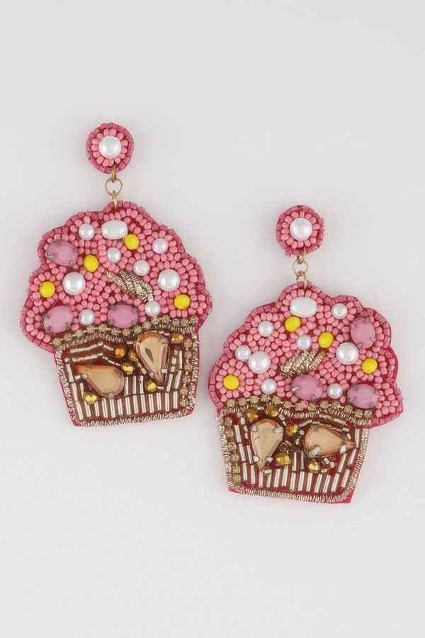 Cupcake Beaded Drop Earrings – Colorful Bead Detail