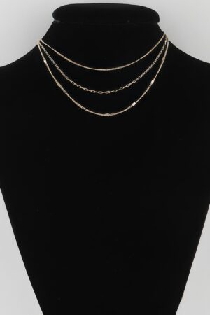 Triple Chain Necklace – Textured Layered Silhouette