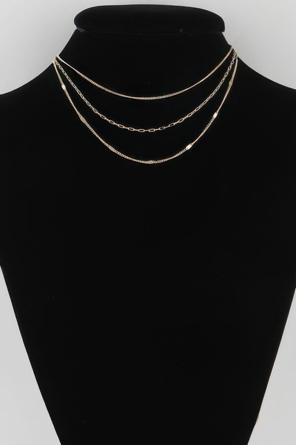 Triple Chain Necklace – Textured Layered Silhouette
