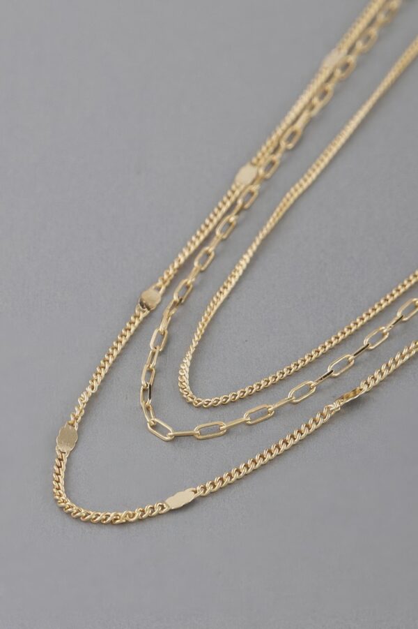 Triple Chain Necklace – Textured Layered Silhouette