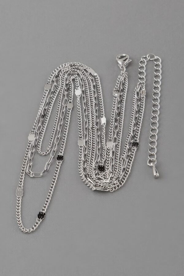 Triple Chain Necklace – Textured Layered Silhouette
