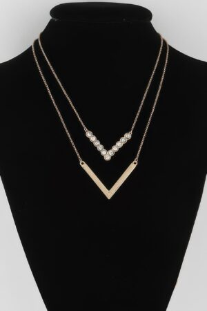 Stone V Necklace – Elongated V Pendant, 20-inch