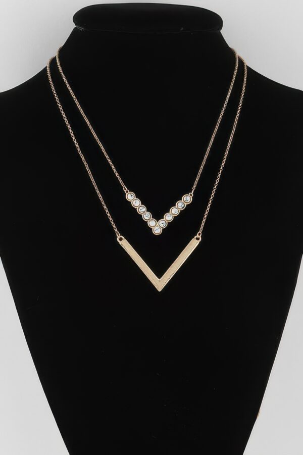 Stone V Necklace – Elongated V Pendant, 20-inch