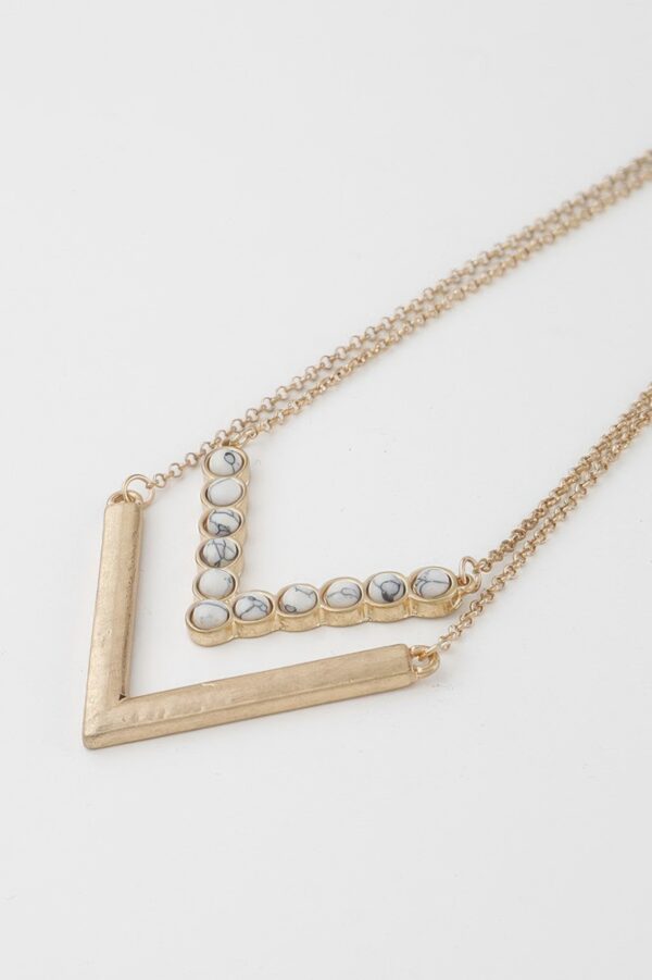 Stone V Necklace – Elongated V Pendant, 20-inch
