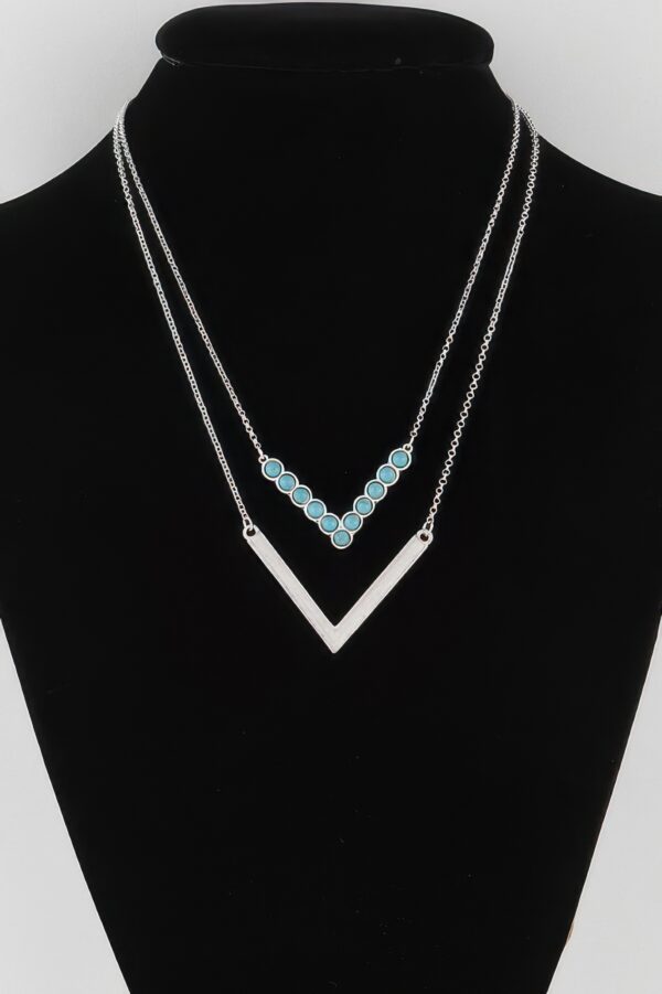 Stone V Necklace – Elongated V Pendant, 20-inch