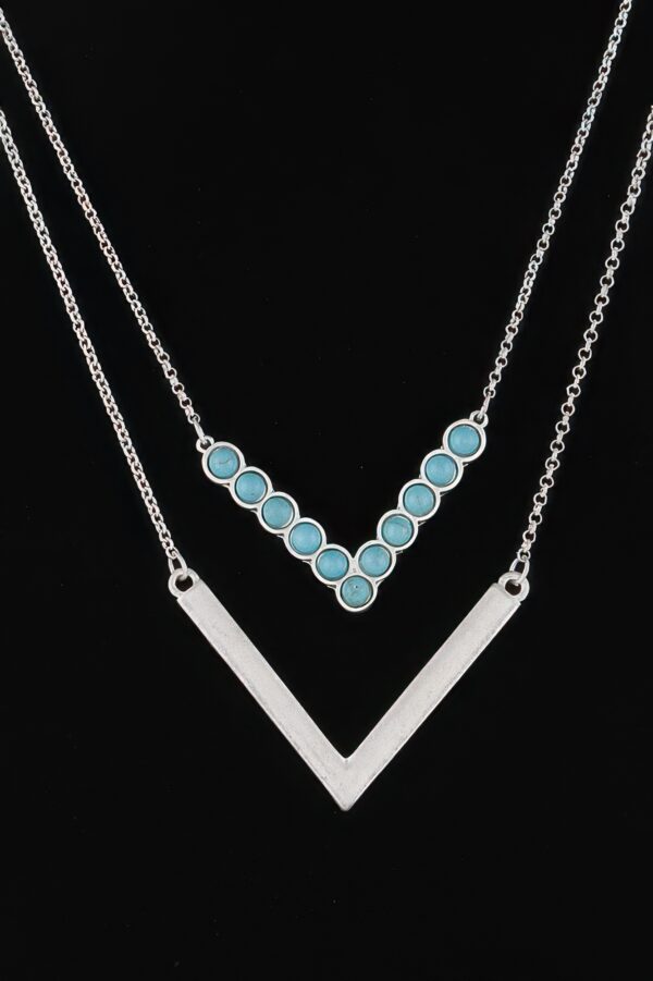 Stone V Necklace – Elongated V Pendant, 20-inch