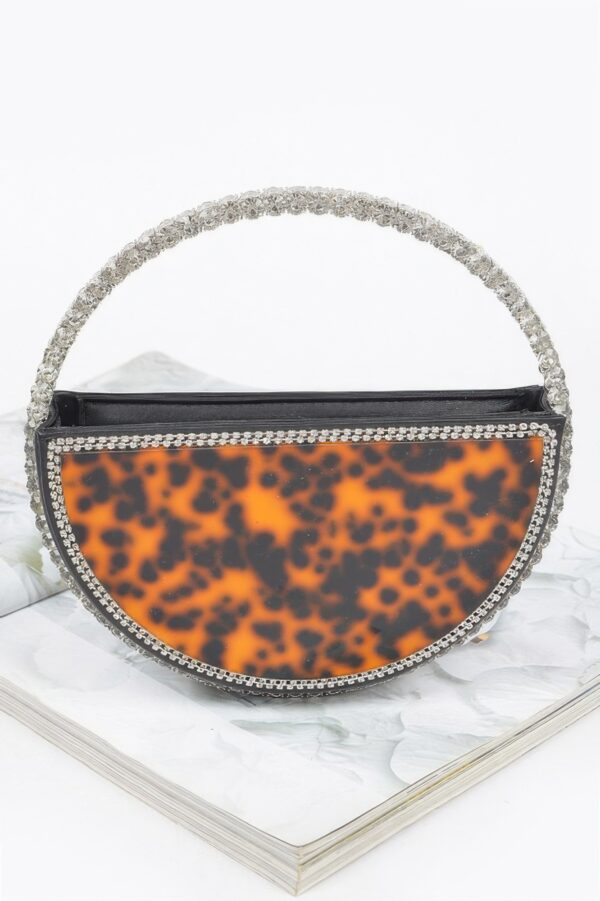 Tortoise Acrylic Evening Bag with Rhinestone Handle