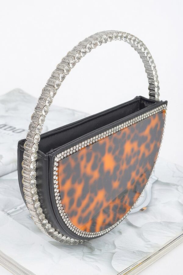 Tortoise Acrylic Evening Bag with Rhinestone Handle