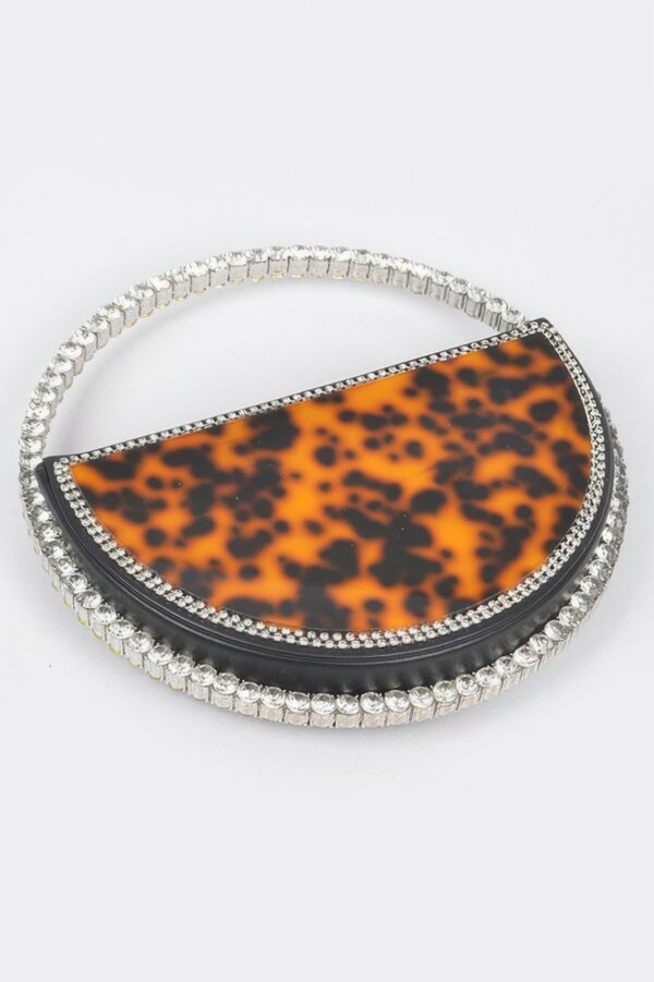 Tortoise Acrylic Evening Bag with Rhinestone Handle