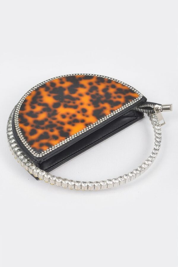 Tortoise Acrylic Evening Bag with Rhinestone Handle
