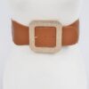 Plus Size Rhinestone Square-Buckle Elastic Belt