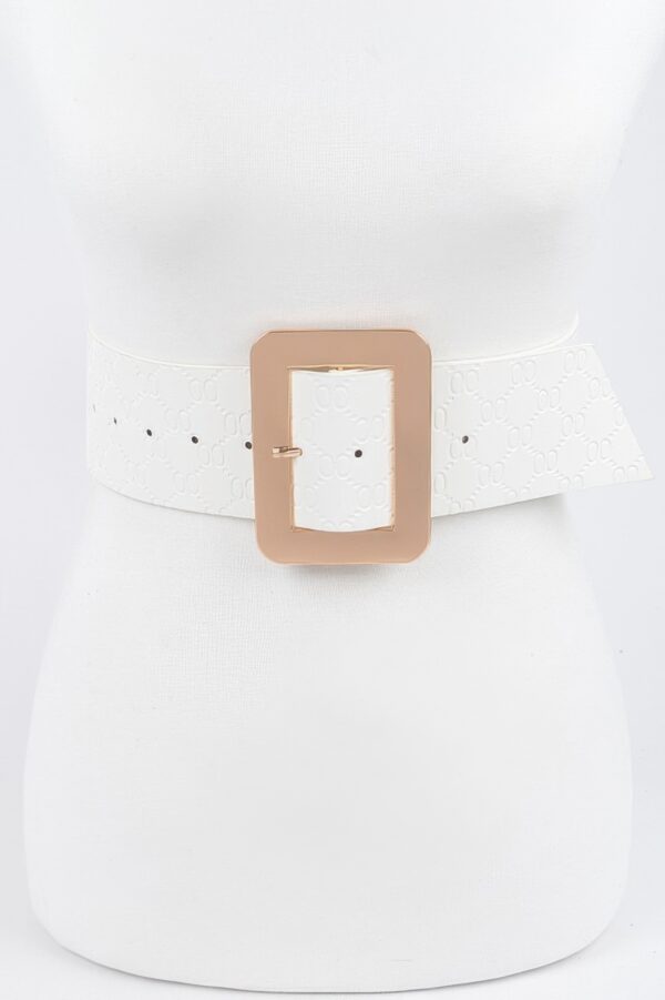 Plus-Size Embossed Belt with Large Metal Buckle