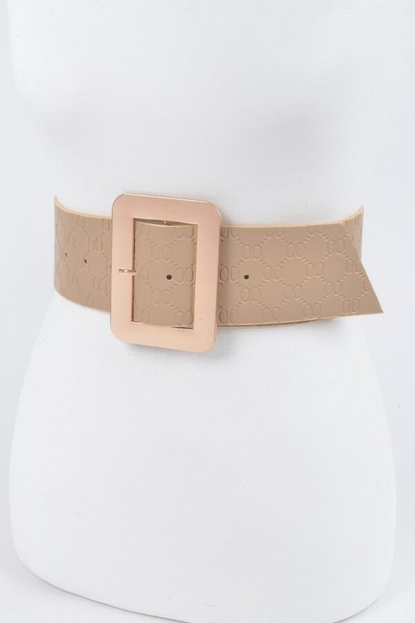 Plus-Size Embossed Belt with Large Metal Buckle