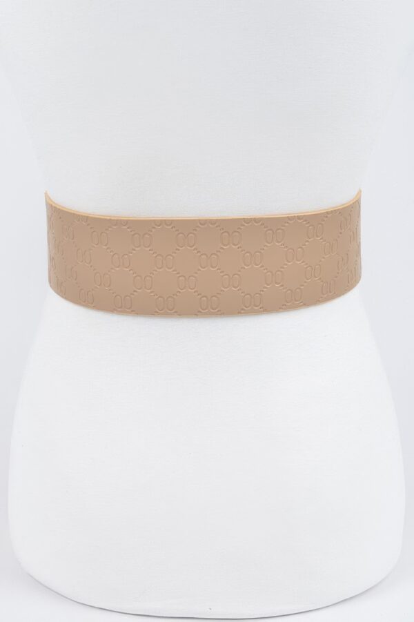 Plus-Size Embossed Belt with Large Metal Buckle