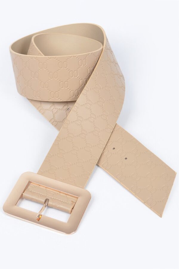 Plus-Size Embossed Belt with Large Metal Buckle