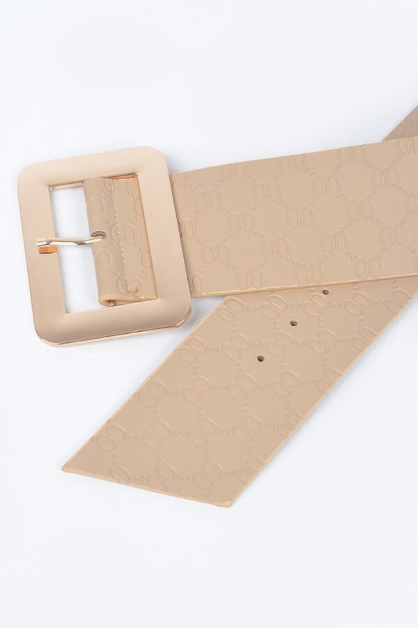 Plus-Size Embossed Belt with Large Metal Buckle