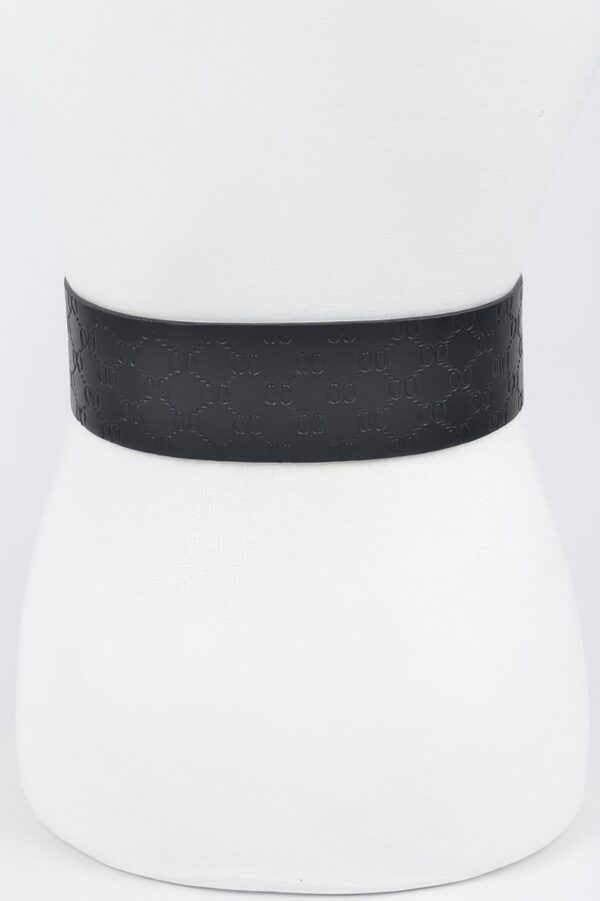 Wide Embossed Belt with Oversized Metal Buckle