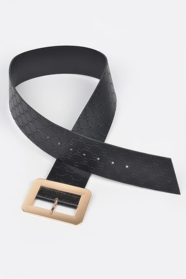Wide Embossed Belt with Oversized Metal Buckle
