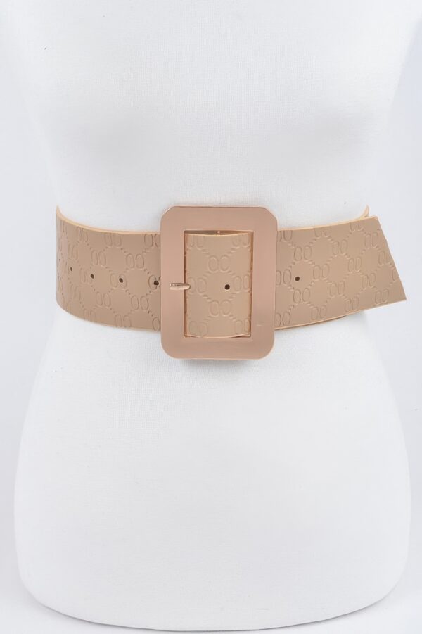 Wide Embossed Belt with Oversized Metal Buckle