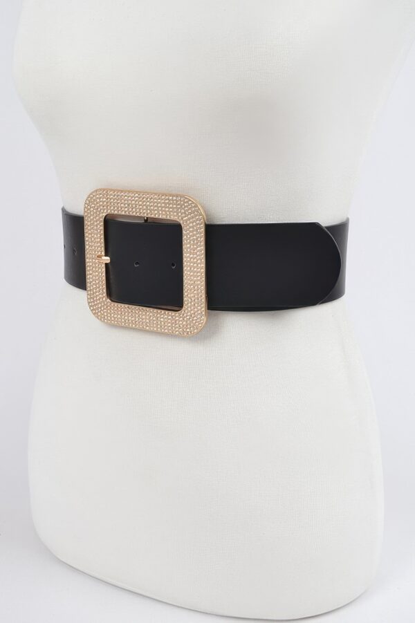 Plus-Size Rhinestone Square Buckle Belt