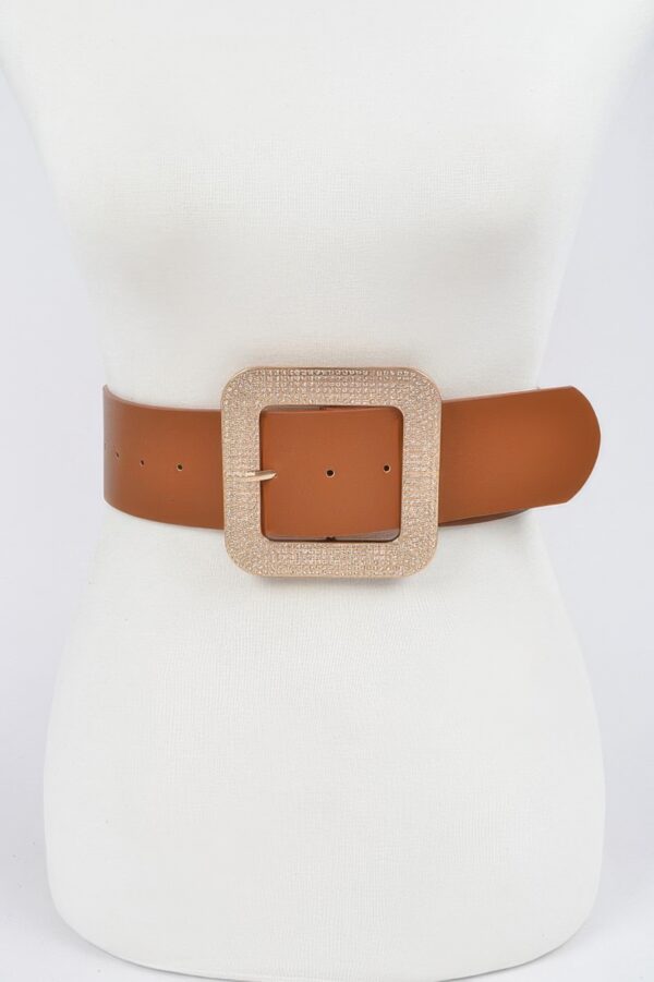 Plus-Size Rhinestone Square Buckle Belt