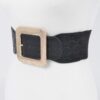 Oversized Rhinestone Buckle Embossed Elastic Belt