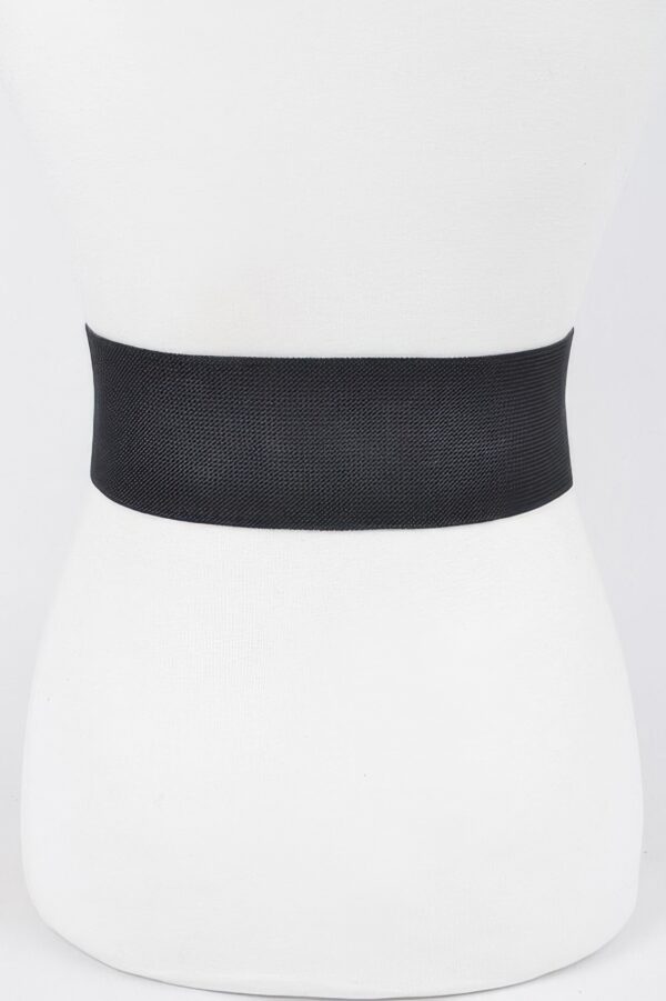 Oversized Rhinestone Buckle Embossed Elastic Belt