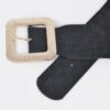 Oversized Rhinestone Buckle Embossed Elastic Belt