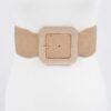 Oversized Rhinestone Buckle Embossed Elastic Belt