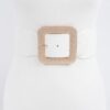 Oversized Rhinestone Buckle Embossed Elastic Belt