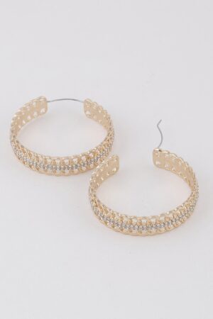 Jewel Chain Hoop Earrings – Jeweled Chain Accent, 2-inch