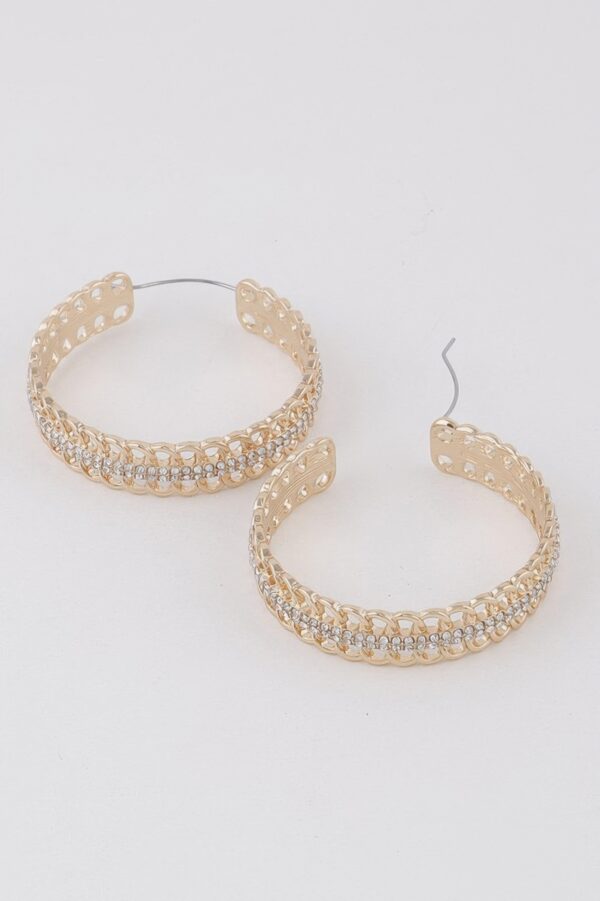 Jewel Chain Hoop Earrings – Jeweled Chain Accent, 2-inch