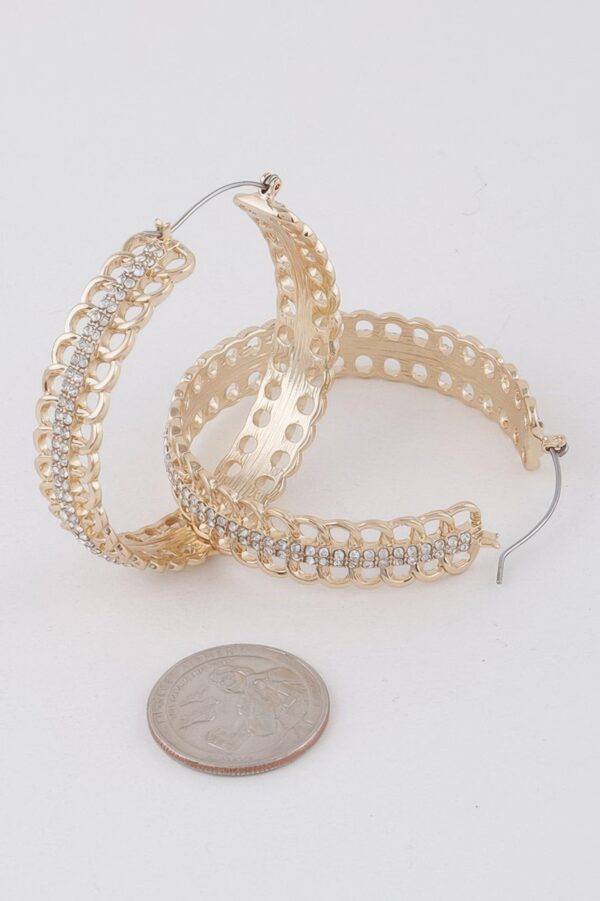 Jewel Chain Hoop Earrings – Jeweled Chain Accent, 2-inch