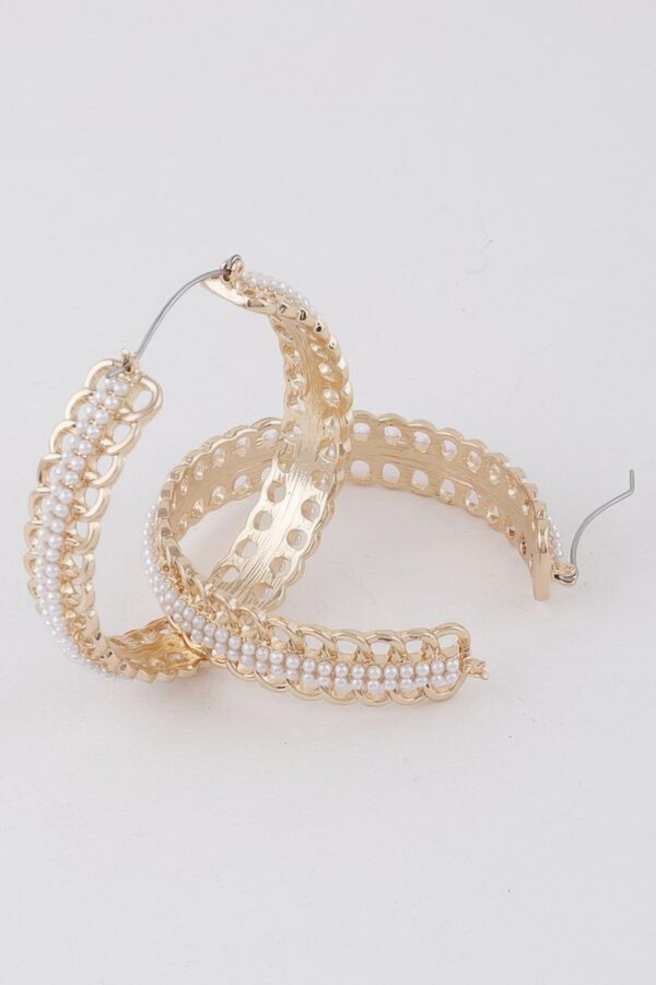 Jewel Chain Hoop Earrings – Jeweled Chain Accent, 2-inch