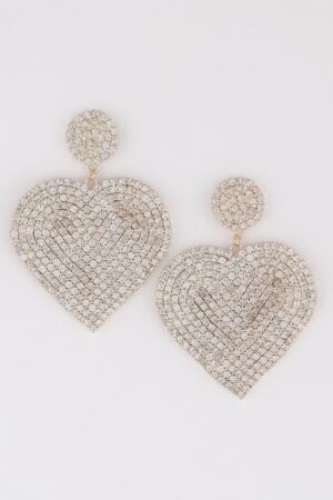 Jeweled Heart Drop Earrings with Sparkling Accents
